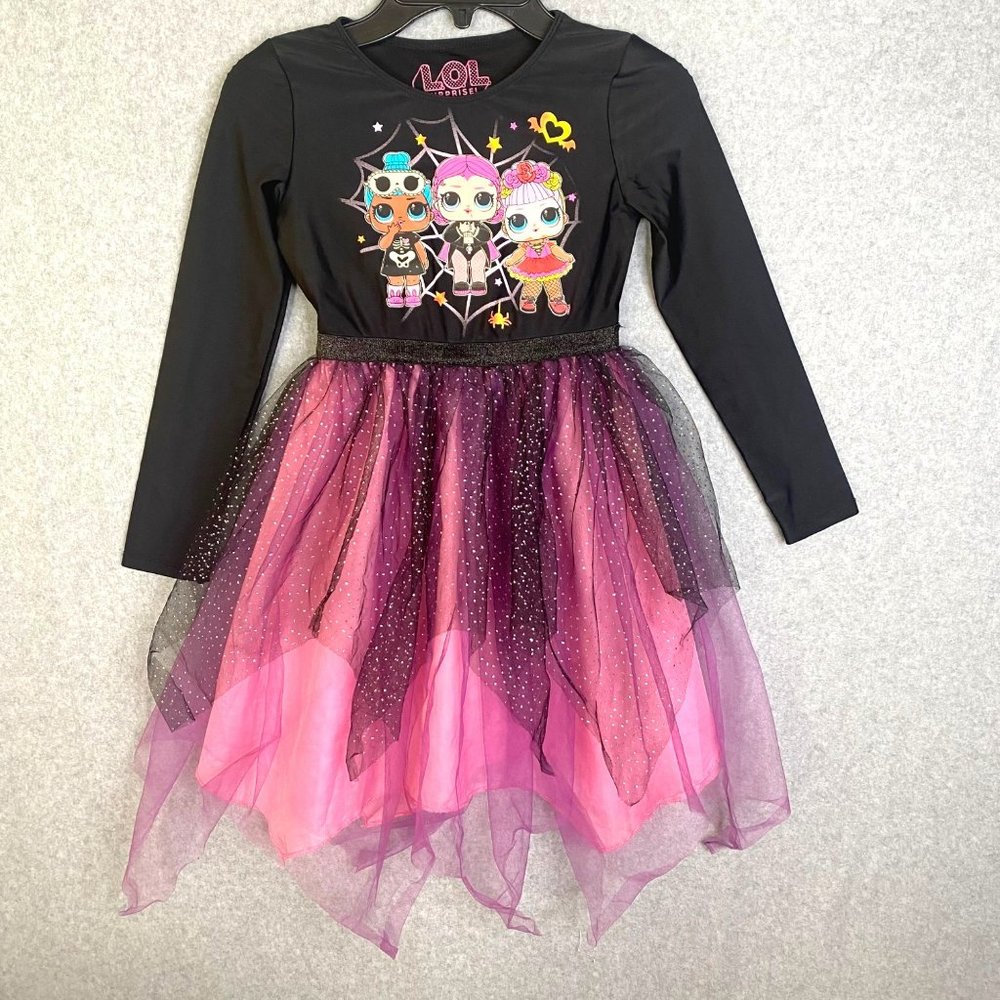 LOL Surprise Tutu Dress Girls Size S (6-6X) Long Sleeve Crew Neck Black Pink